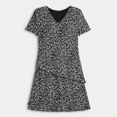 Women's Connected Apparel Pleated Fabric Tiered Dress