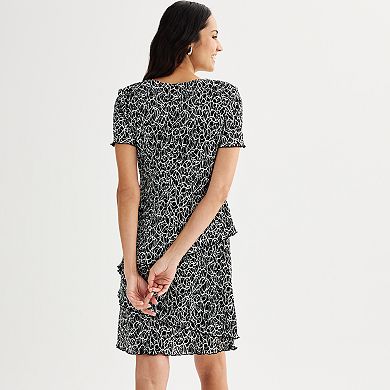 Women's Connected Apparel Pleated Fabric Tiered Dress