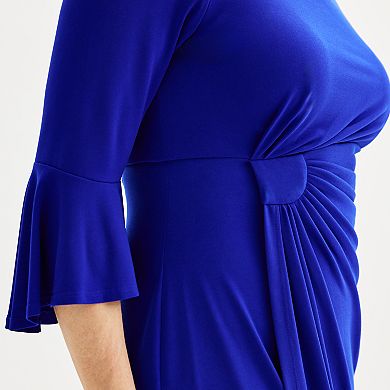Women's Connected Apparel Solid Bell Sleeve Dress