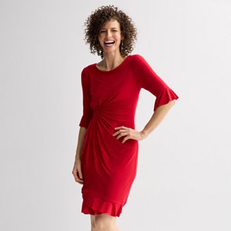 Women's Connected Apparel Solid Bell Sleeve Dress