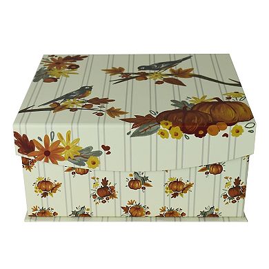 Celebrate Together Fall Small Harvest Stripe Paper Gift Storage Box