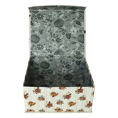 Celebrate Together Fall Small Harvest Stripe Paper Gift Storage Box