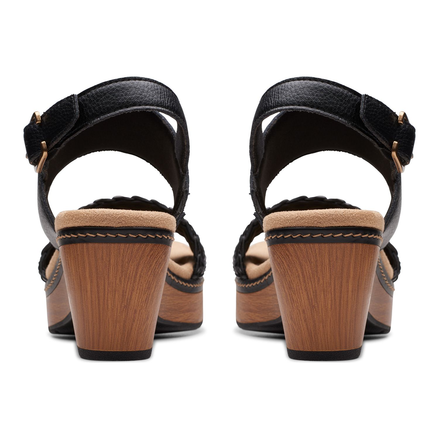 Clarks Seannah Step, Sandali Con Zeppa In Pelle Nera Per Donna, Comodi E Alla Moda, Numero 41.5 EU - 2