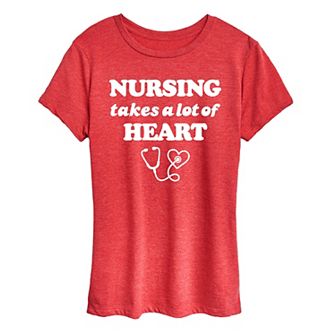 Women's Nursing Takes A Lot Of Heart Graphic Tee
