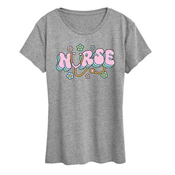 Women's Nurse Flowers Graphic Tee