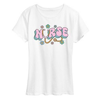 Women's Nurse Flowers Graphic Tee