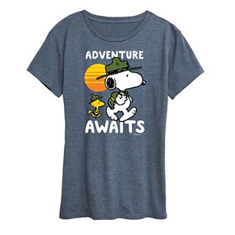 Women's Peanuts Snoopy & Woodstock Adventure Awaits Graphic Tee