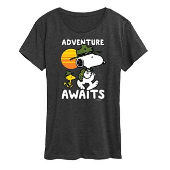 Women's Peanuts Snoopy & Woodstock Adventure Awaits Graphic Tee