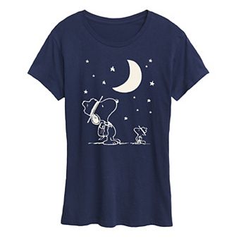 Women's Peanuts Snoopy & Woodstock Star Gazing Graphic Tee