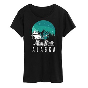 Women's Peanuts Snoopy & Woodstock Beagle Scout Alaska Graphic Tee