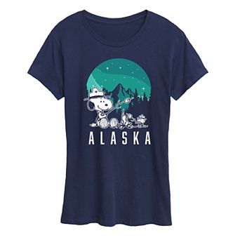 Women's Peanuts Snoopy & Woodstock Beagle Scout Alaska Graphic Tee