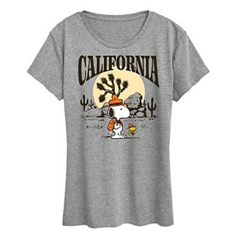 Women's Peanuts Snoopy & Woodstock Beagle Scout California Graphic Tee