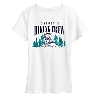 Women's Peanuts Snoopy & Woodstock Hiking Crew Graphic Tee