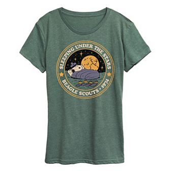 Women's Peanuts Snoopy & Woodstock Sleeping Under Stars Graphic Tee