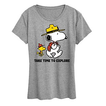 Women's Peanuts Snoopy & Woodstock Take Time To Explore Graphic Tee