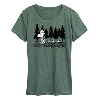 Women's Peanuts Snoopy & Woodstock Trooping Along Graphic Tee