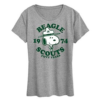 Women's Peanuts Snoopy Beagle Scout 50 Years Graphic Tee
