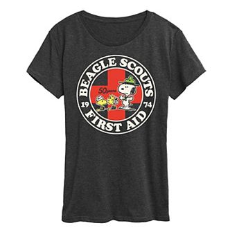 Women's Peanuts Snopopy & Woodstock Beagle Scouts First Aid Graphic Tee