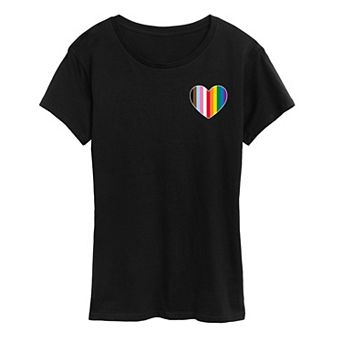 Women's Inclusive LGBTQ Flag Heart Pride Graphic Tee