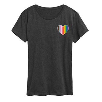 Women's Inclusive LGBTQ Flag Heart Pride Graphic Tee