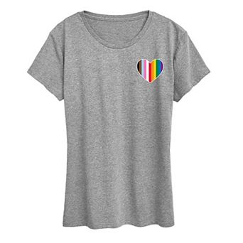 Women's Inclusive LGBTQ Flag Heart Pride Graphic Tee