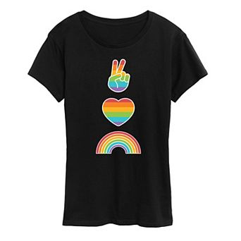 Women's Peace Love Pride Graphic Tee