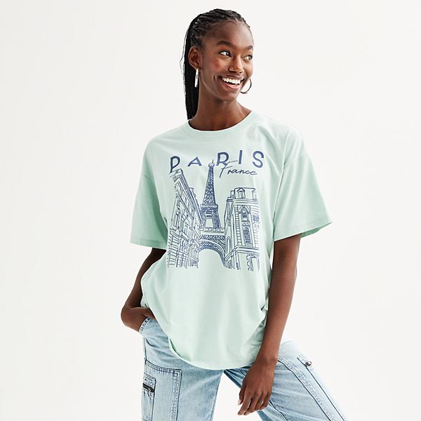 Juniors' Short Sleeve Oversized Graphic Tee