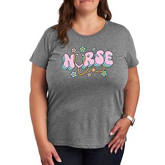 Plus Nurse Flowers Graphic Tee