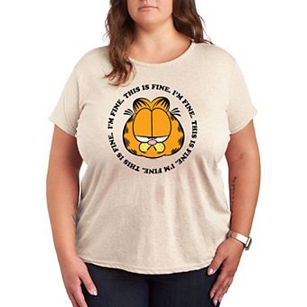Plus Garfield I'm Fine This Is Fine Graphic Tee