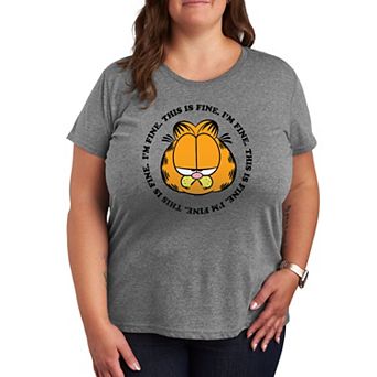 Plus Garfield I'm Fine This Is Fine Graphic Tee