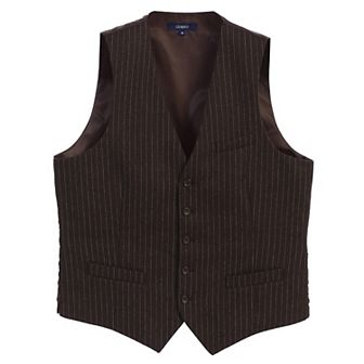 Gioberti Men's 5 Button Formal Wool Blend Tweed Pin Stripe Vest