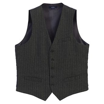 Gioberti Men's 5 Button Formal Wool Blend Tweed Pin Stripe Vest