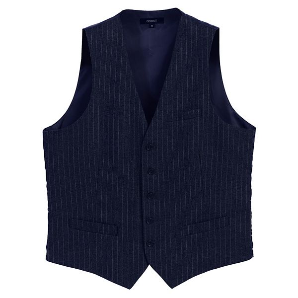 Gioberti Men's 5 Button Formal Wool Blend Tweed Pin Stripe Vest