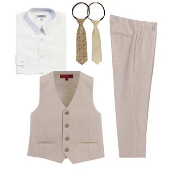 Gioberti Kid's 5 pc Vest And Pants Set With Shirt And Ties