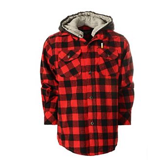 Gioberti Boy's Removable Hoodie Plaid Checkered Flannel Shirt
