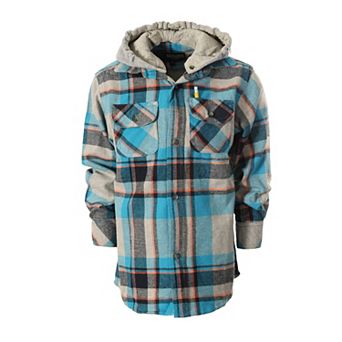 Gioberti Boy's Removable Hoodie Plaid Checkered Flannel Shirt