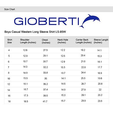 Gioberti Kid's Casual Western Solid Long Sleeve Shirt With Pearl Snaps