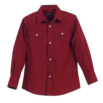 Gioberti Kid's Casual Western Solid Long Sleeve Shirt With Pearl Snaps