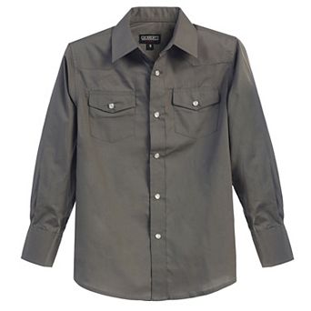 Gioberti Kid's Casual Western Solid Long Sleeve Shirt With Pearl Snaps