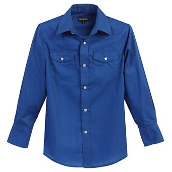 Gioberti Kid's Casual Western Solid Long Sleeve Shirt With Pearl Snaps