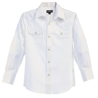 Gioberti Kid's Casual Western Solid Long Sleeve Shirt With Pearl Snaps
