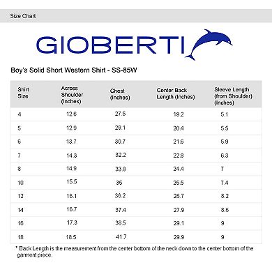 Gioberti Boy's Solid Short Sleeve Western Shirt