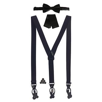 Gioberti Men's Convertible Suspenders, Bow Tie, And Hanky Set