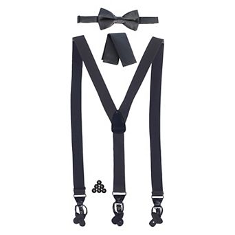 Gioberti Men's Convertible Suspenders, Bow Tie, And Hanky Set