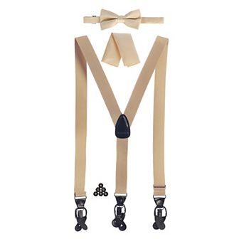 Gioberti Men's Convertible Suspenders, Bow Tie, And Hanky Set