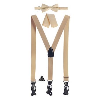 Gioberti Men's Convertible Suspenders, Bow Tie, And Hanky Set