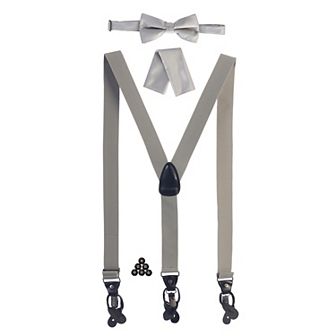 Gioberti Men's Convertible Suspenders, Bow Tie, And Hanky Set