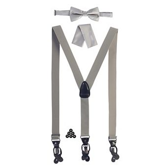 Gioberti Men's Convertible Suspenders, Bow Tie, And Hanky Set