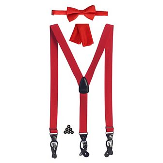 Gioberti Men's Convertible Suspenders, Bow Tie, And Hanky Set