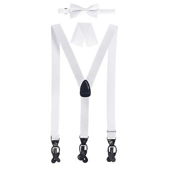 Gioberti Men's Convertible Suspenders, Bow Tie, And Hanky Set